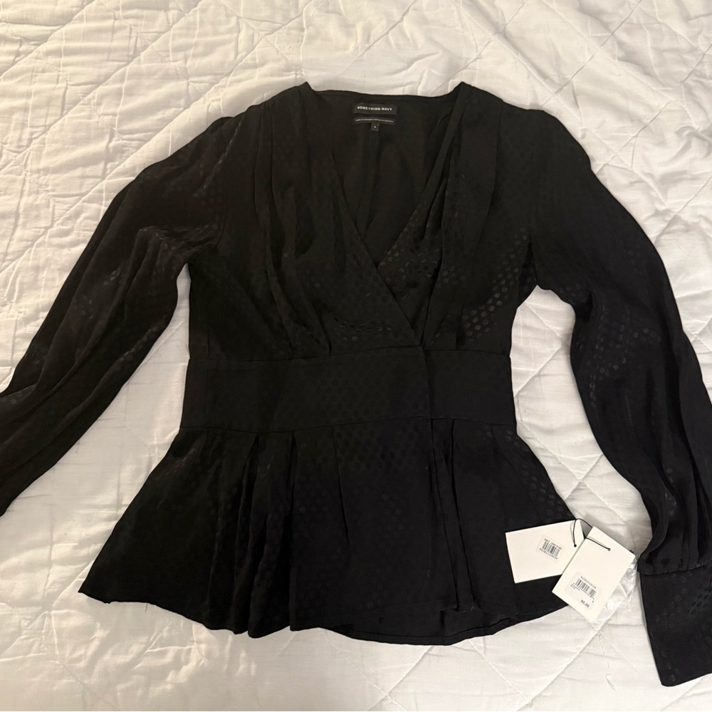 Nordstrom Black Wrap Blouse